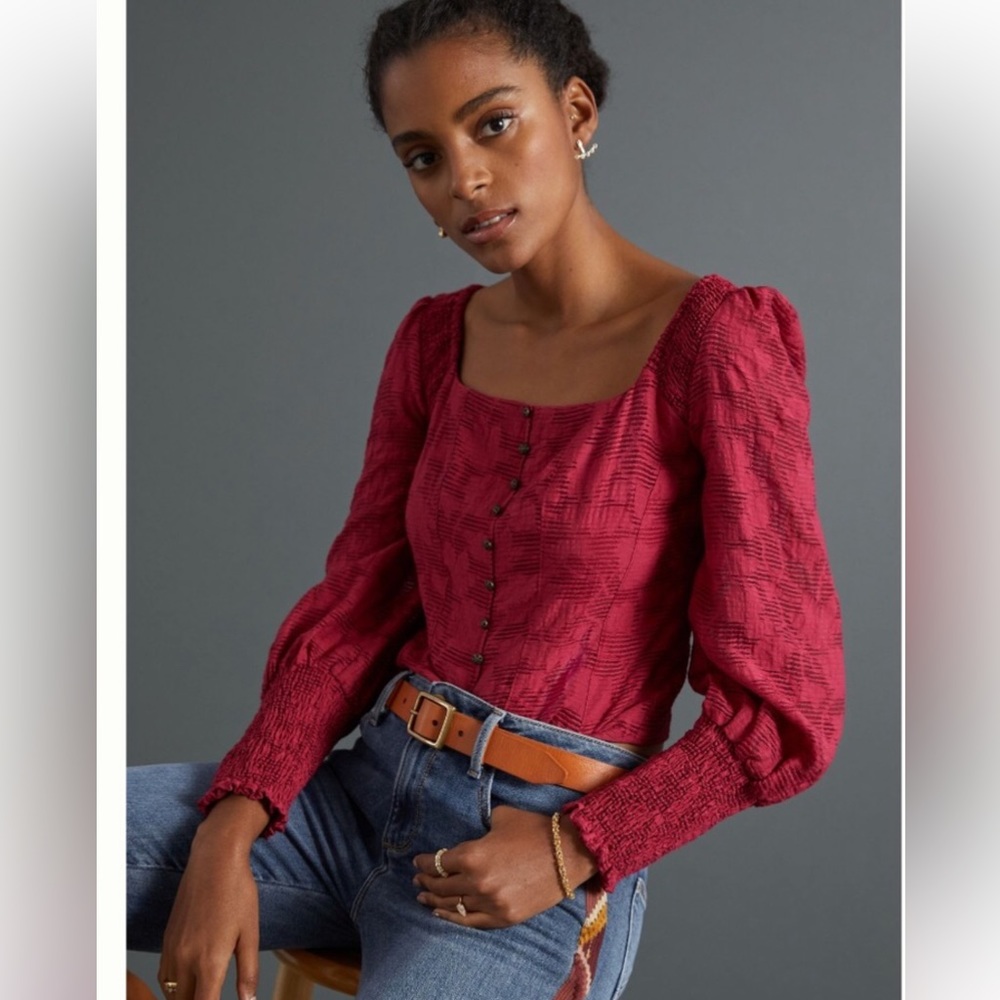 Anthropologie Romantic Puff Sleeve Blouse